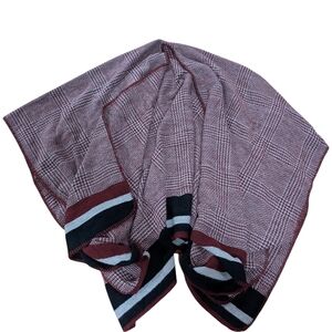 Plaid Capelet Poncho 2X Burgundy Black Cozy Festival Work Essentials Camping